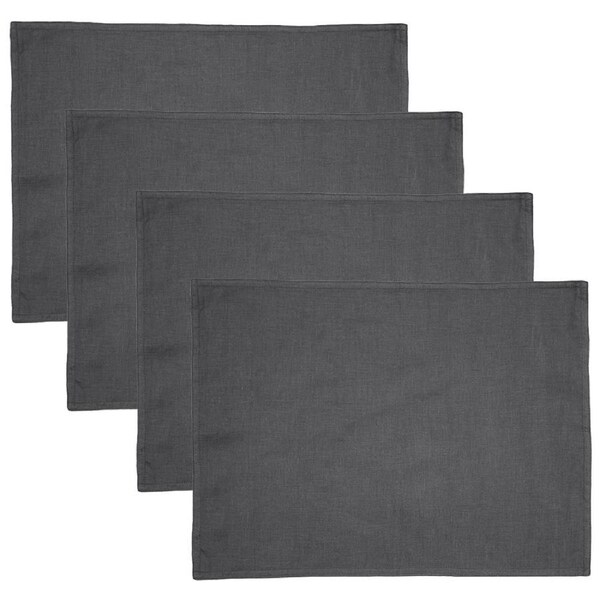 4x Bambury Home Living Decorative Linen Placemat Charcoal 33 x 45cm Woven