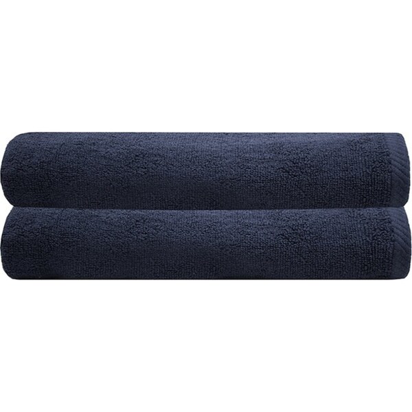 2pc Bambury Ultra soft Chateau Bath Towel 68x137cm Navy Cotton Woven Home Decor