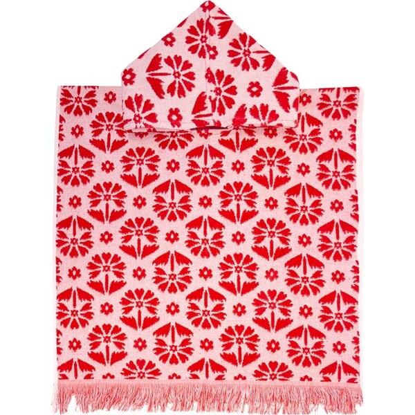 Bambury Home Living Ultra soft Flora Kids Poncho Poppy Cotton Woven 60 x 60cm