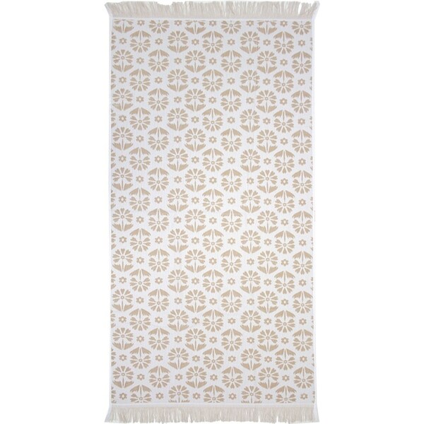 Bambury Ultra soft Durable Flora Beach Towel Pebble Cotton Woven 90 x 170cm