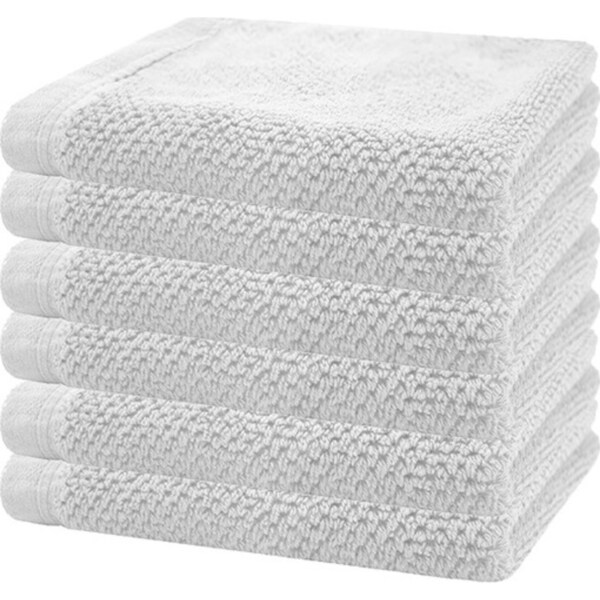 6pc Bambury Ultra soft Angove Face Washer 33x33cm White Cotton Woven Home Decor