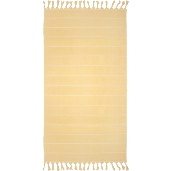 Bambury Ultra soft Durable Santorini Beach Towel Custard Cotton Woven 90 x 170cm