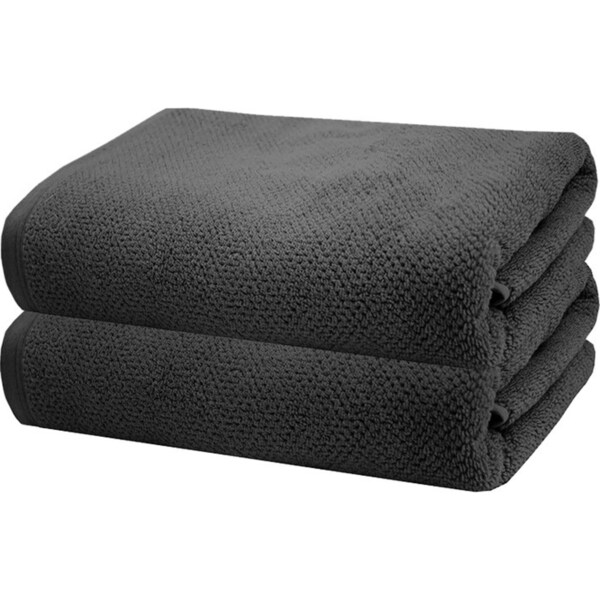 2pc Bambury Ultra soft Angove Bath Sheet 80x160cm Charcoal Cotton Woven