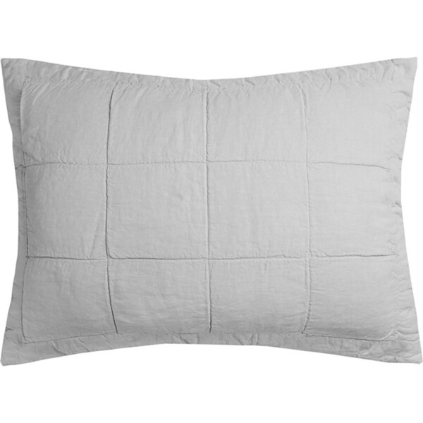 Bambury Home Living Decor Linen Quilted Pillow Sham Silver 48cm x 73cm
