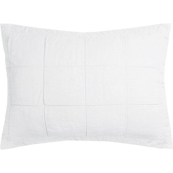 Bambury Home Living Decor Linen Quilted Pillow Sham Ivory Woven 48cm x 73cm