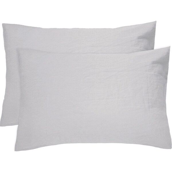Bambury Home Living Decorative Linen Pillowcase Pair Silver 48cm x 73cm