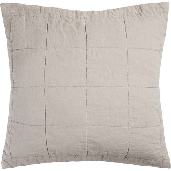 Bambury Home Living Linen Quilted Euro Pillow Sham Pebble Woven 65cm x 65cm