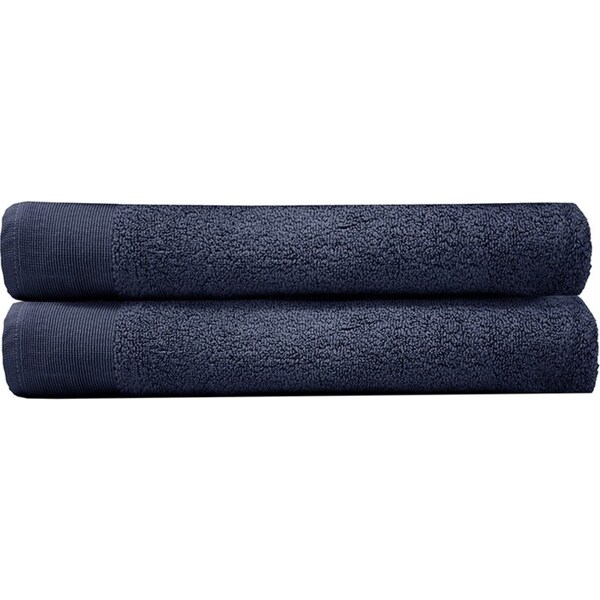 2pc Bambury Ultra soft Elvire Bath Sheet 2 Pack Navy Cotton Woven Home Decor