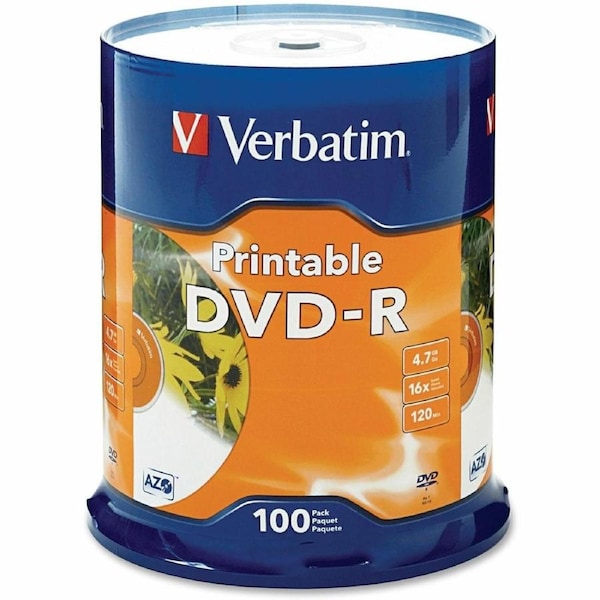 Verbatim DVD Recordable Media - DVD-R - 16x - 4.70 GB - 100 / Pack - 120mm - Printable