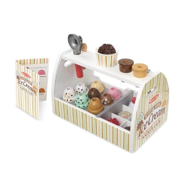 Melissa and Doug Scoop and Serve Ice Cream Counter Wooden Play Set