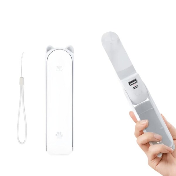 3 in 1 Handheld Fan Power Bank and Flashlight (White)