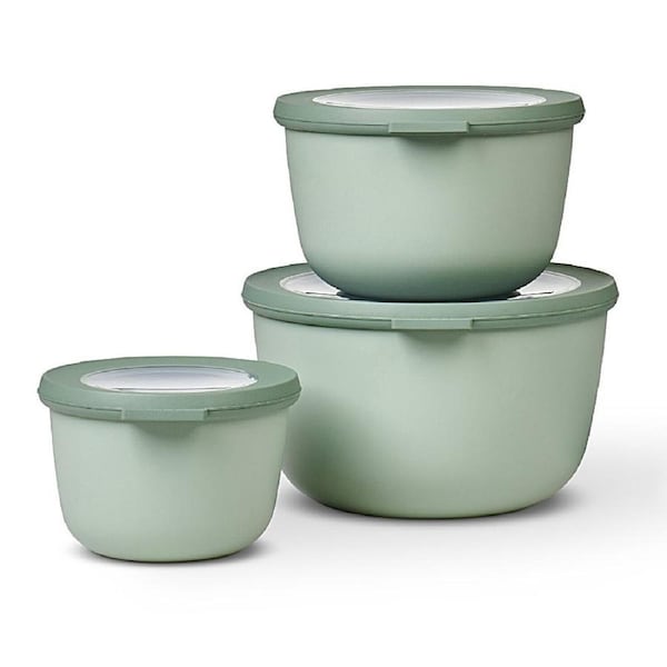 Mepal Cirqula Round Bowl Large 3 Piece Set Multi Storage 3pc - Nordic Sage
