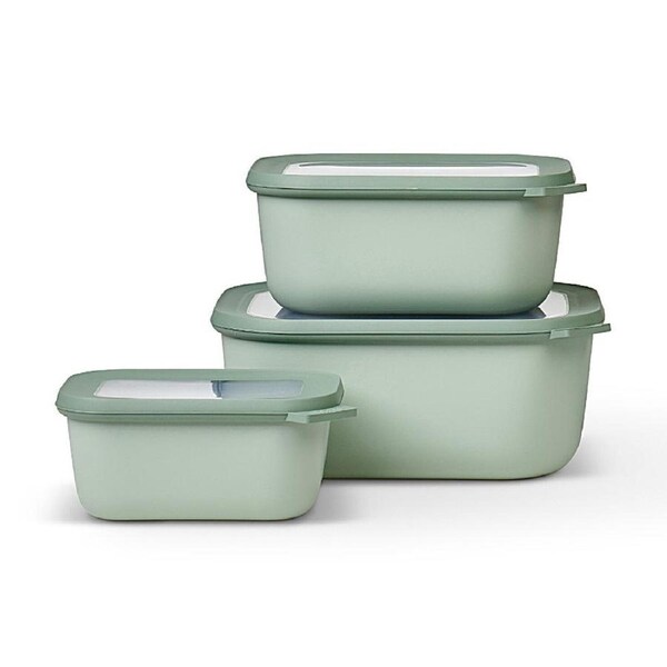 Mepal Cirqula Rectangular Multi Bowl Small 3 Piece Set Storage 3pc - Nordic Sage