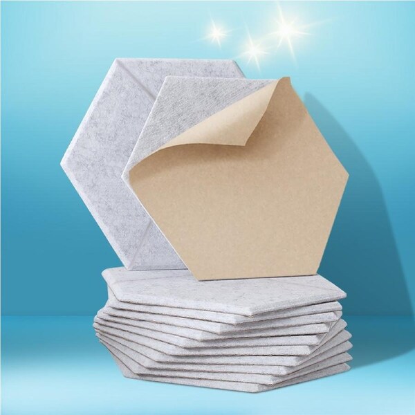 Alpha Acoustic Foam 12pcs 35x30x0.9cm Soundproof Absorption Panel Adhesive Grey