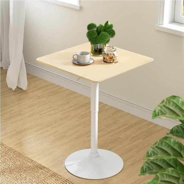 Artiss Bar Table Gas Lift Square 71-91CM Pine