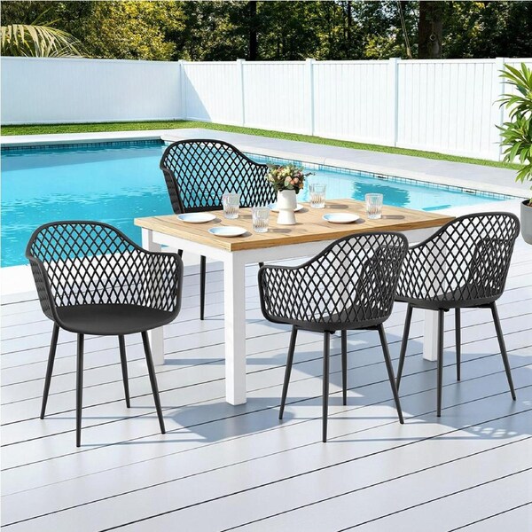 4x Gardeon Outdoor Dining Chairs PP Lounge Chair Patio Furniture Garden Black