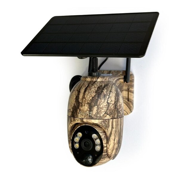 Elinz WiFi PTZ Solar Powered Camouflage Outdoor Security Camera 3MP 2K HD Resolution IP65 Home Surveillance CCTV