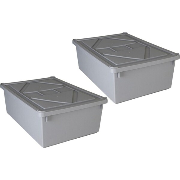 2x Boxsweden 24L/52cm Tetra Storage Box w/ Lid Stackable Home Organiser Assorted