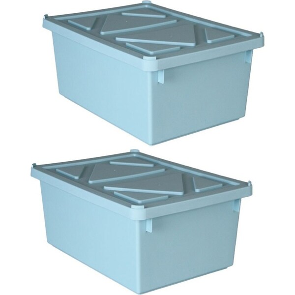 2x Boxsweden 10L/36cm Tetra Storage Box w/ Lid Stackable Home Organiser Assorted