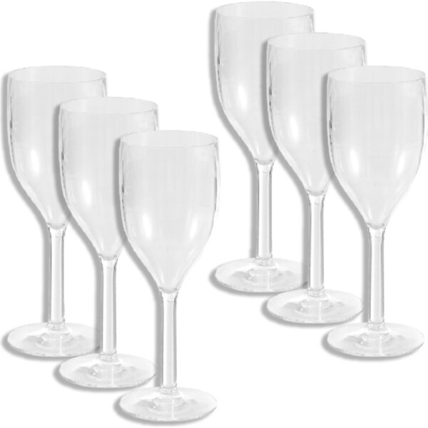 6x Lemon & Lime 390ml Plastic Stemmed Wine Cup Outdoor Party Drink Goblet Clear
