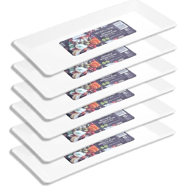 6x Lemon & Lime 39.5cm Melamine Serving Platter Rectangle Server Board White