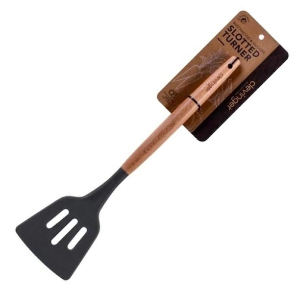 Clevinger Beechwood & Silicone Slotted Turner Charcoal Kitchen Utensil