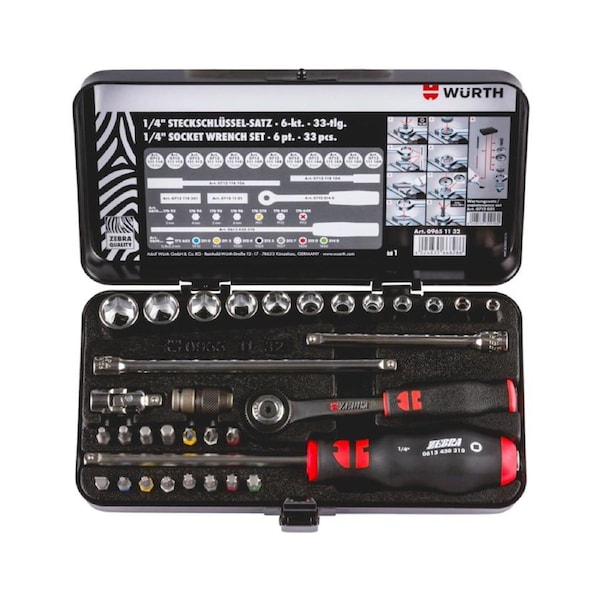 33-pc-set Socket Wrench 1/4 inch Assortment Set Travel Tool Kit Multi Socket