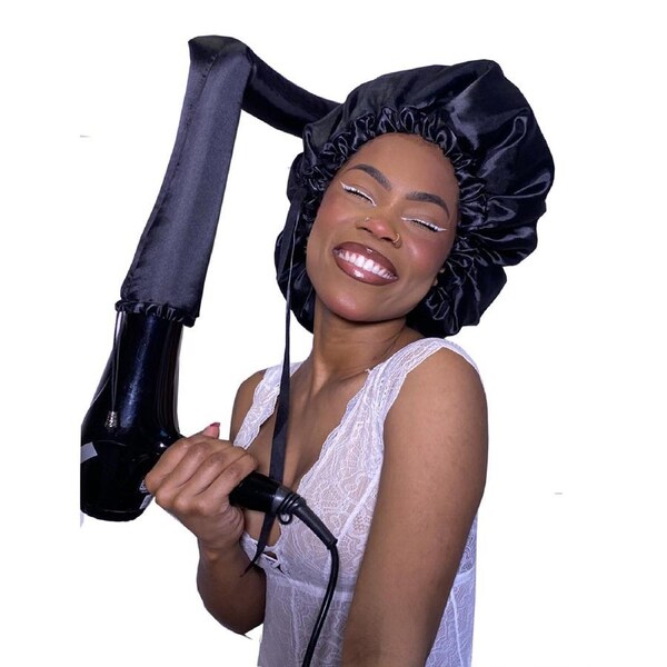 SOULTA Satin Diffuser Drying Cap Thermal Heat Cap Black