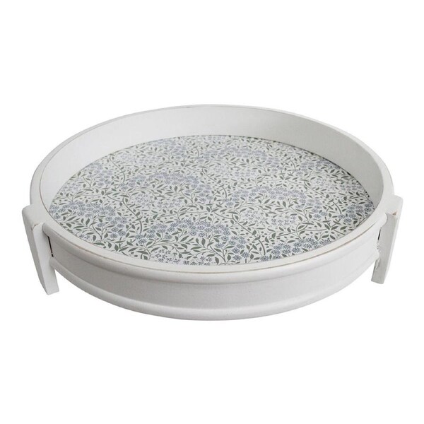 Harvest Wood 34cm Tray Home/Kitchen Decorative Organiser Storage Round White