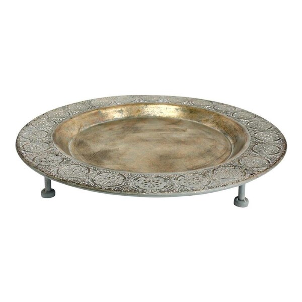 Lucia Round 46.5cm Metal Tray w/ Stand Kitchen/Serving Tabletop Home Decor Gold