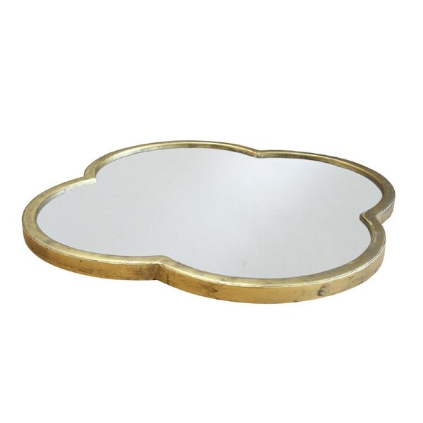 Decorative Metal/Mirror 40.5cm Clover Tray Organiser Tabletop Home Decor Brass