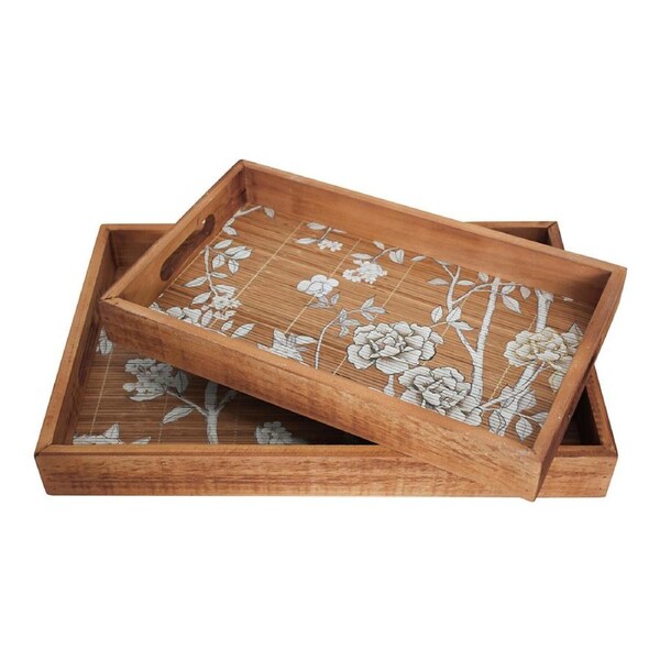 2pc Blossom 47/30.5cm Bamboo Serving Tray Storage w/ Handles Rectangle Brown