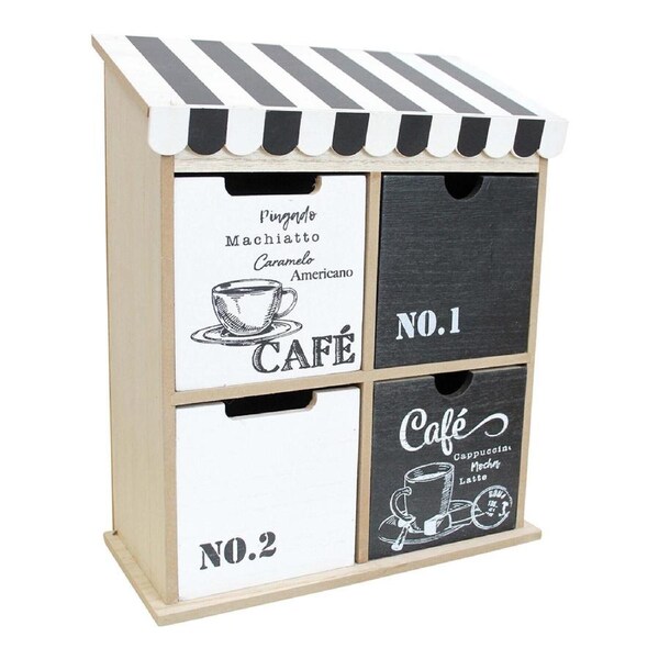 Quad Cafe MDF 28cm Drawers Home/Kitchen Countertop Coffee/Teabags Organiser
