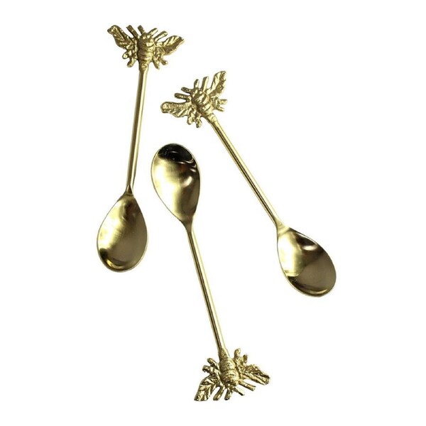 3pc Bee Teaspoon 15.5cm Brass Coffee/Tea Dessert Spoon Cutlery Utensil Set Gold