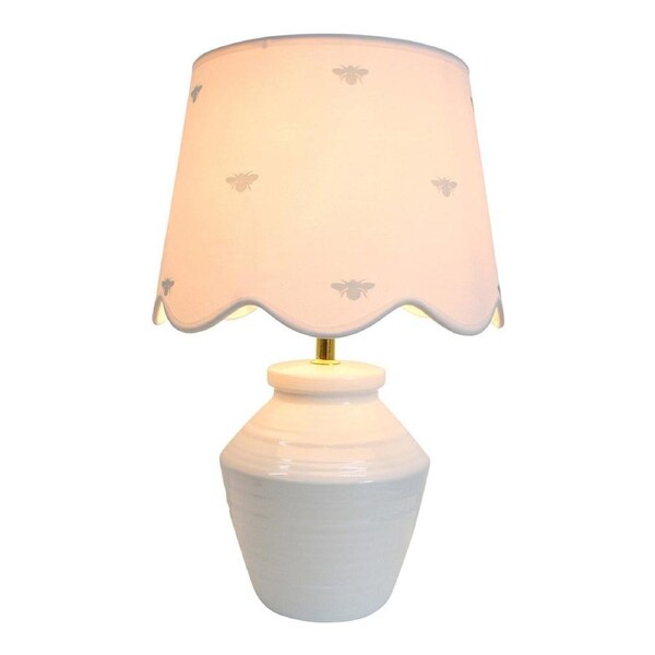 Ceramic/Linen 36.5cm Bee Lamp Home/Office Room Light Side Table Lampshade White