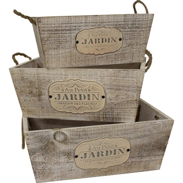 3pc MDF/Jute 23/27/30.5cm Jardin Boxes Rectangle Set Storage Organiser