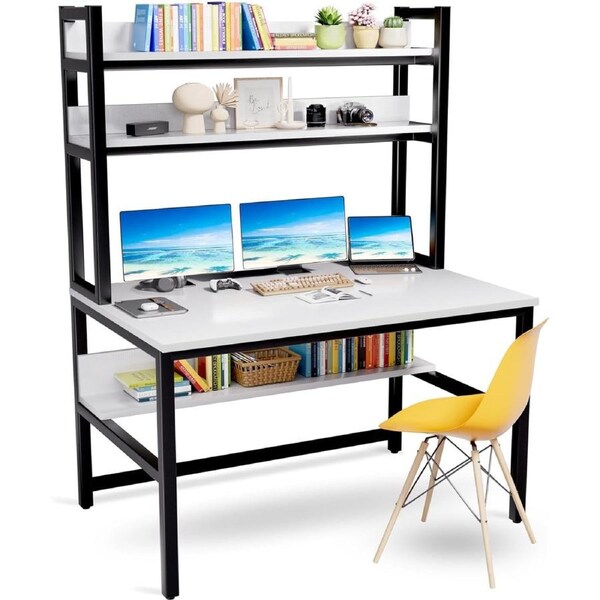 Computer Desk Hutch Bookshelf, White