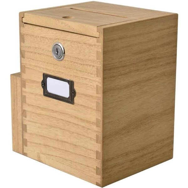 Wooden Suggestion Box Donation Ballot Wall Mount Lock 2 Keys