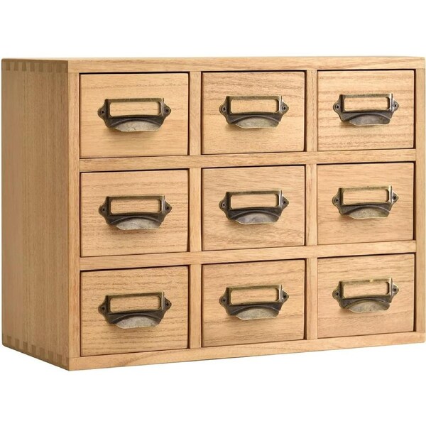 Desktop Storage Cabinet 9 Drawer Mini Chest Metal Handles