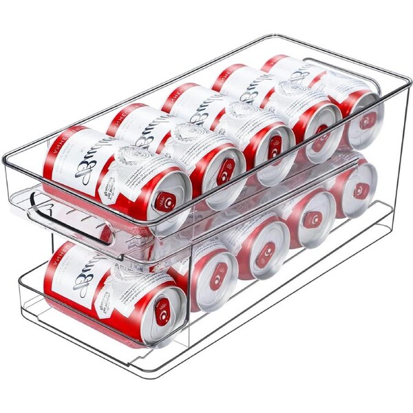 Fridge Storage Bins Rolling 2-Tier Dispenser Drink Food Home Kitchen