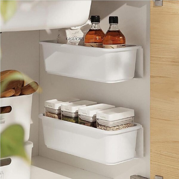 2PC Under Sink Organiser Pull Out Kitchen Cupboard Storage Baskets