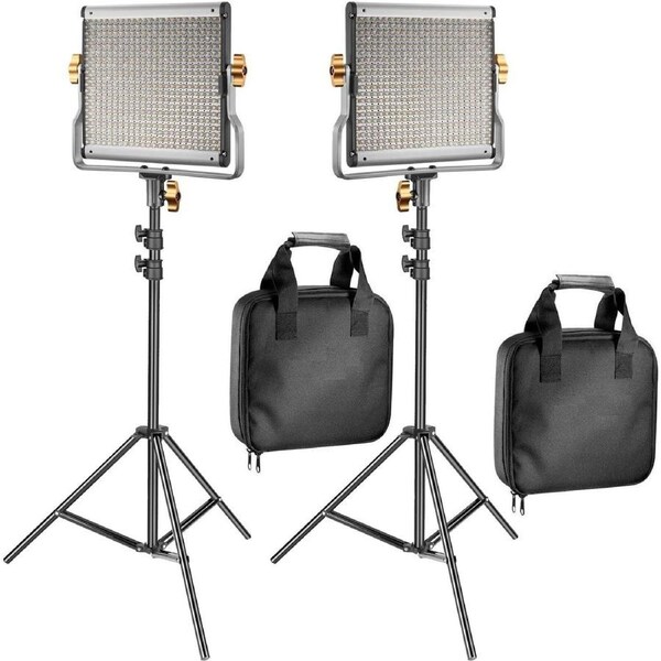 2 Pack LED Video Light Kit 3200-5600K CRI 96+ Stand YouTube Studio Photography