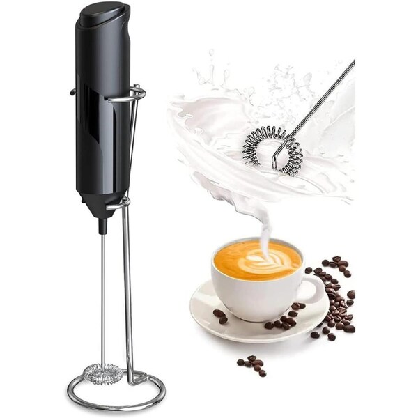 Coffee Milk Frother Handheld Foamer Electric Black
