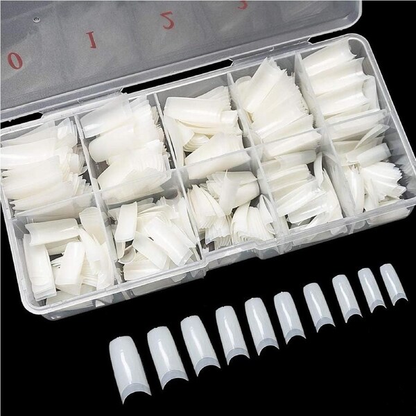 500PCS Natural False Nails Tips French Acrylic Artificial Manicure 10 Sizes