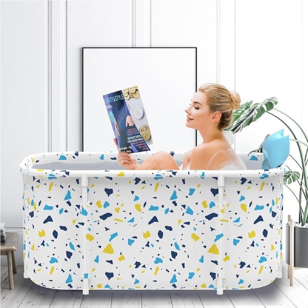 Portable Foldable Soaking Bathtub SPA Tub White