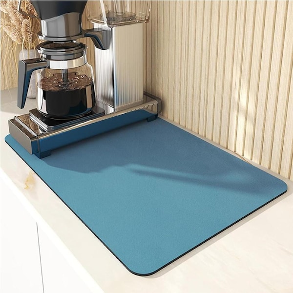Coffee Bar Mat Countertop Accessory Under Coffee Maker Blue 40x50cm