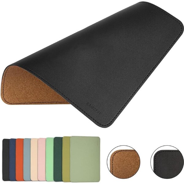 Leather & Wood Mouse Pad 8x11in, Double Sided, Coaster, Stitched Edges