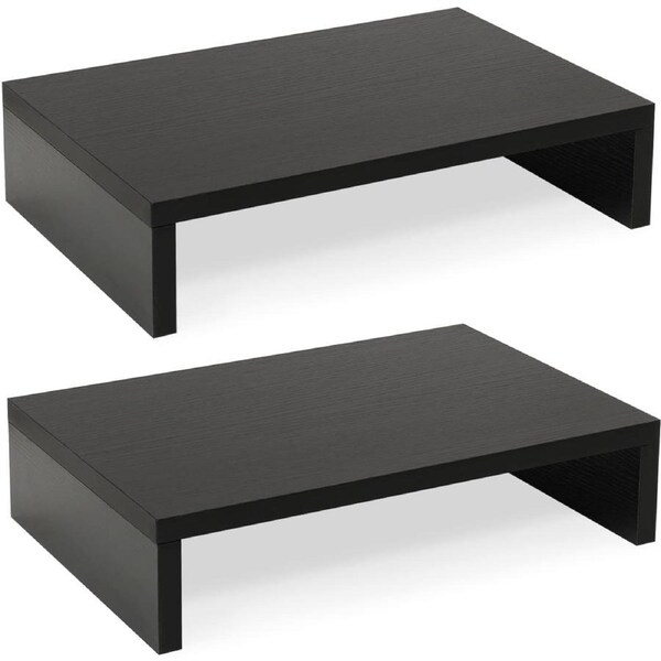 2 Tier Wood Monitor Stand Riser for 2 Monitors/PC/Laptop