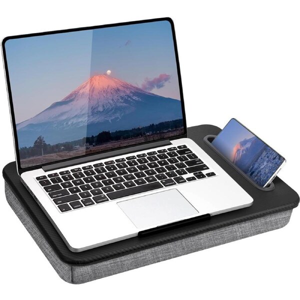 Laptop Lap Desk Table Stand for Bed w/Device Ledge & Phone Holder