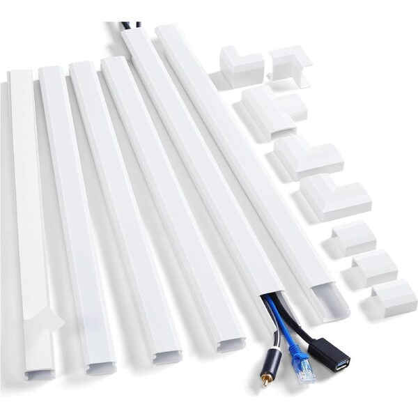 Cord Cover Wall Kit for TV Cables, 94.5in, Paintable, 6x15.7in